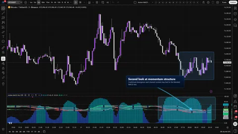 Axiom MACD Osc STR showing a trader decision area with blended MACD structure and confirmed divergence or channel context.